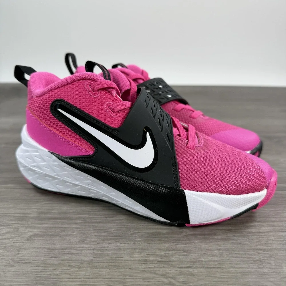 Nike Team Hustle D 12 Shoes Kids Size 1Y Pink Basketball Sneakers HF6280-600